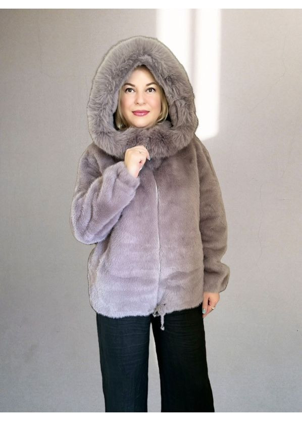 Жіноча шуба з капюшоном, опушка відстібна Молоко No Brand (358202951)