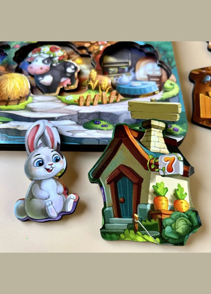 Дерев'яний пазл-вкладиш "Де чий будиночок на дереві?" (ПСД172) PSD172 тришаровий Ubumblebees (302010272)