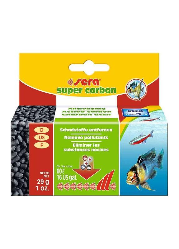 Угольный наполнитель для фильтров super carbon 29 г Sera (268548019)