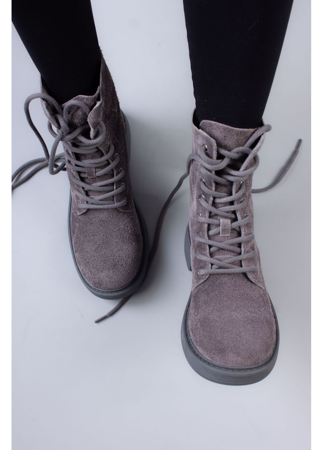 ботинки женские m380-1-3 натуральная замша серые 346575 Where Uwear
