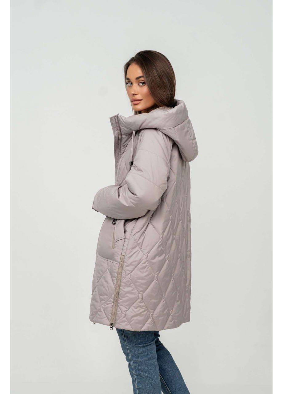 Бежева демісезонна куртка на флісі осіння Lora Duvetti