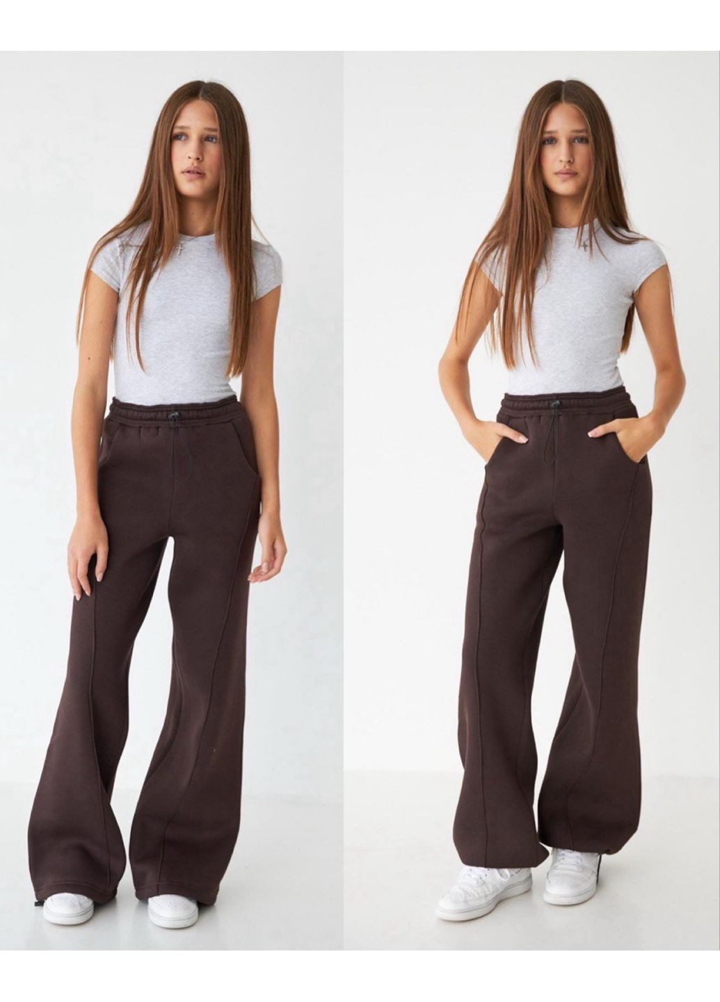 Коричневые зимние брюки No Brand