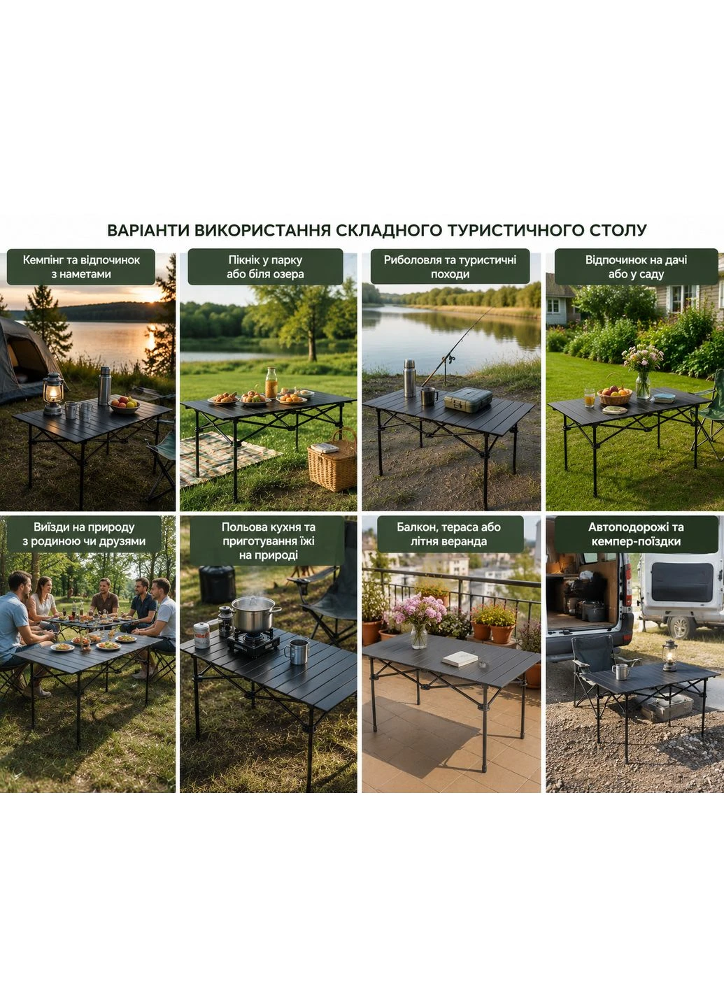 Стол складной туристический 120х55х51см Черный / Стол для пикника с чехлом Jeep (394592074)