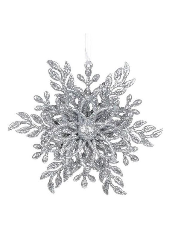Новорічна підвіска Сніжинка срібна 12 см. 13261 Flora (360639956)