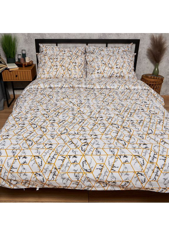 Комплект постільної білизни Бязь Gold Люкс Полуторний Євро 160х220 наволочки 4х50х70 (MS-820009473) Moon&Star Modern Marble (356116069)
