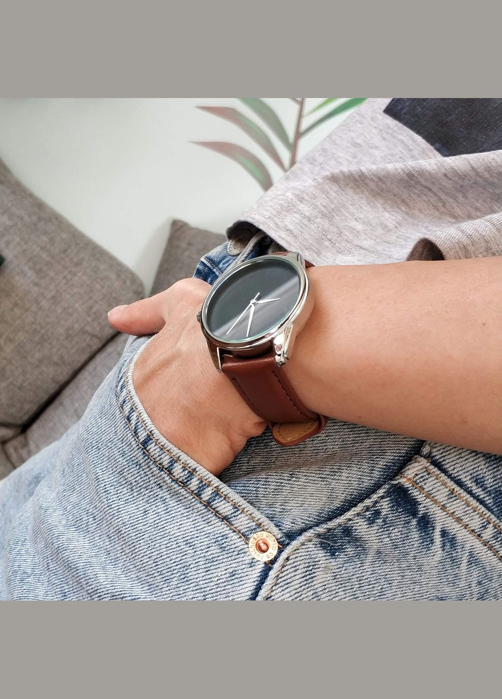 Годинник Мінімалізм чорний (кавовий, срібло) Ziz 4600356 (338216228)