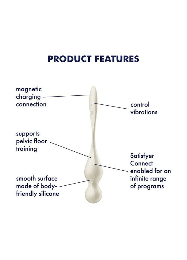 Вагинальные смарт-шарики с вибрацией Love Birds 1 Connect App White, 78 г - CherryLove Satisfyer (332209446)