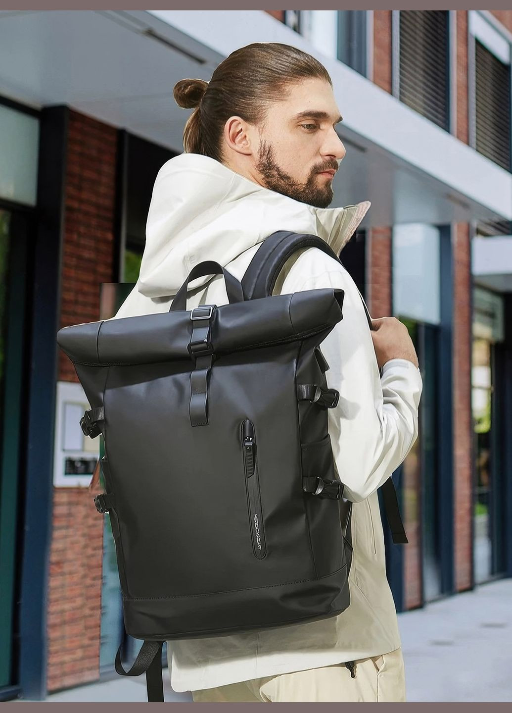 Рюкзак чоловічий роллтоп з відділенням для ноутбука 15 дюймів, Міський чоловічий рюкзак, Рюкзак для ноутбука rolltop OnePro (300168137)