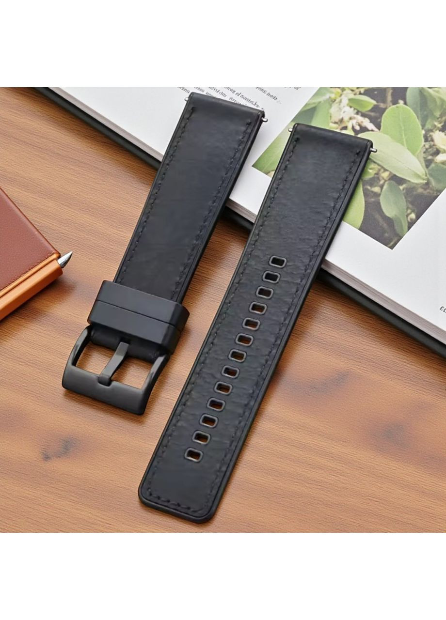 Ремешок Leather Silicone для часов Garmin Vivoactive 4 - Black Primolux (366820107)