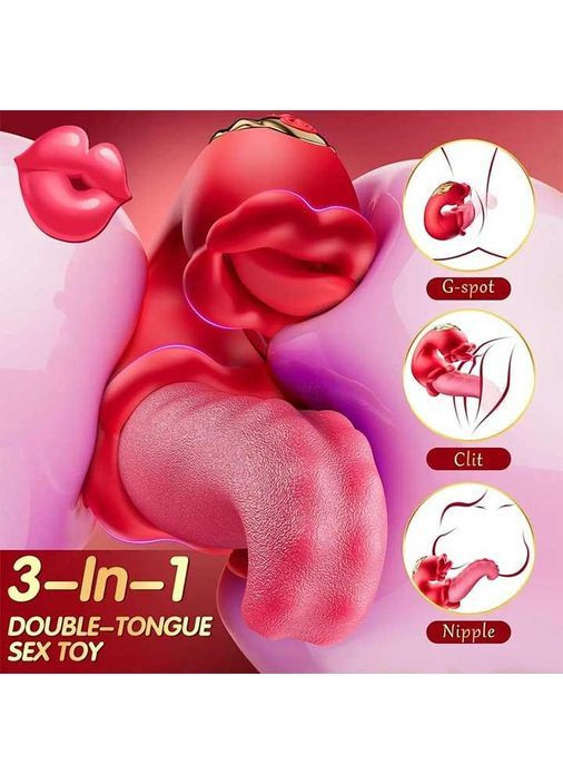 Двойной вибратор язык Vibratex 10 режимов вибрации и 10 режимов лизания No Brand (366892047)