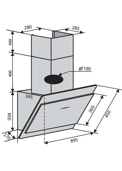 Вытяжка TOSCANA 90 BK (1000) TRC MM Ventolux (368575949)