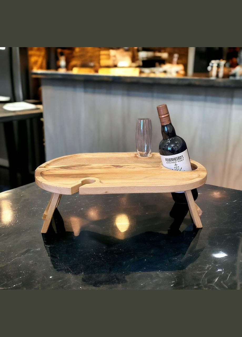 Дерев'яний винний столик Бук (Хвилька) No Brand (330774553)