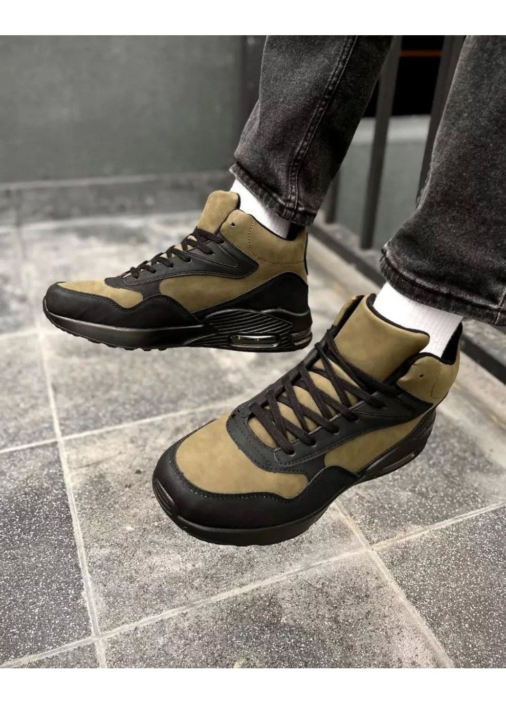 Зеленые зимние зимние мужские кроссовки YZY