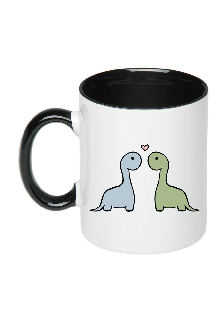 Чашка с печатью "Влюбленные динозаврики" 330мл (цвет чёрный) (22021) No Brand (316330528)