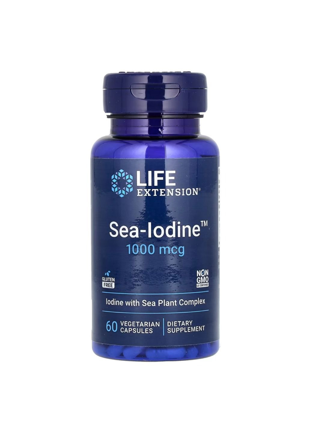 Диетическая добавка Морской йод, 1000 мкг – 60 вегетарианских капсул Life Extension (335426591)