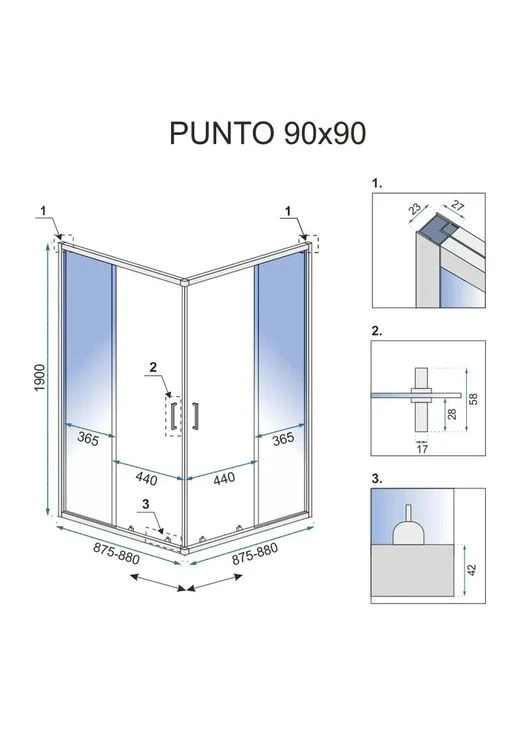 Душова кабіна PUNTO 90х90 CHROME * Rea (386206032)
