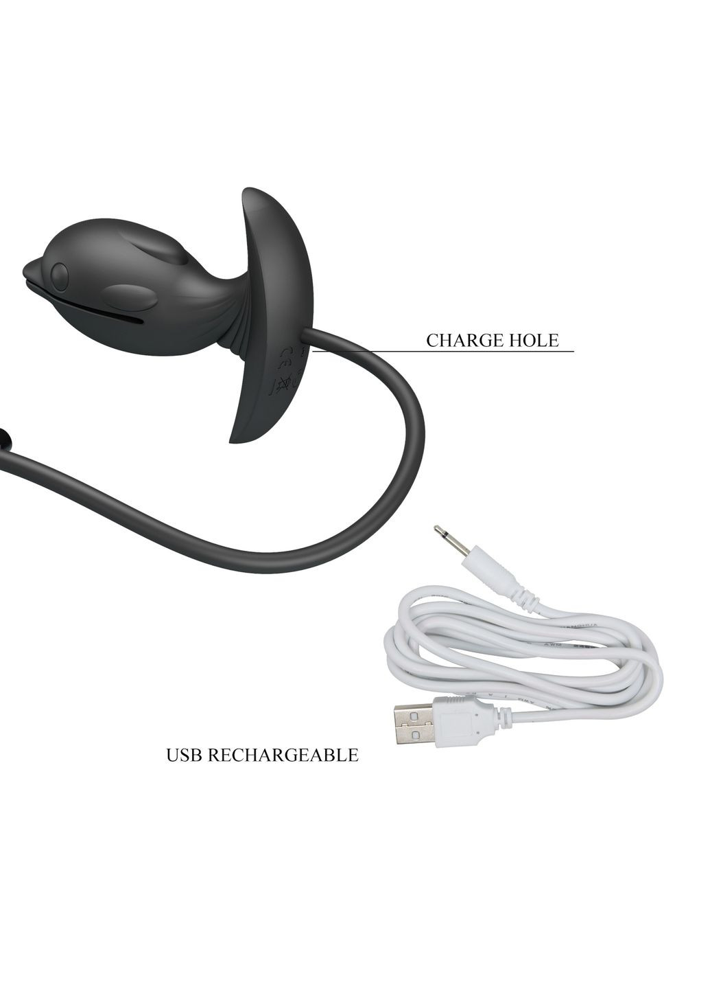 Анальная пробка с накачкой Hanson «Дельфин», черная, 10.6 х 4.1 см Pretty Love (361670088)