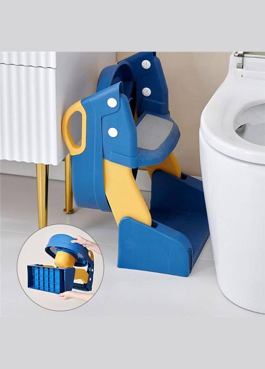 Детское складное сиденье на унитаз со ступенями и ручками 2в1 + Горшок No Brand (306554753)