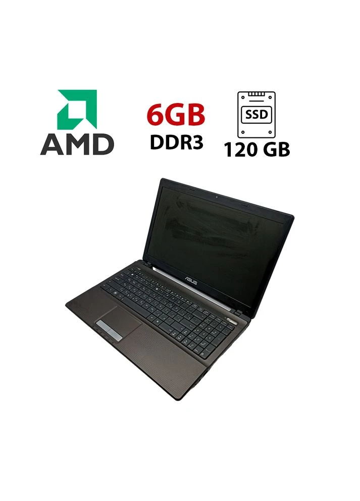Ноутбук K53/15.6" (1366x768) TN/AMD E-450 (2 ядра по 1.65 GHz)/6 GB DDR3/120 GB SSD/AMD Radeon HD 6320 Graphics/WebCam/АКБ не Asus (398144390)