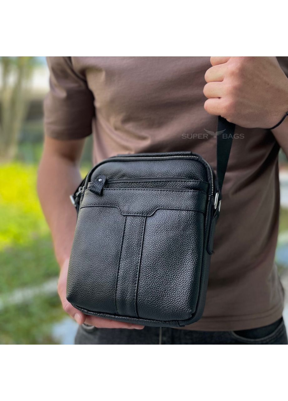 Кожаная мужская черная сумка-барсетка с ручкой Tiding Bag 73957 No Brand (335039849)