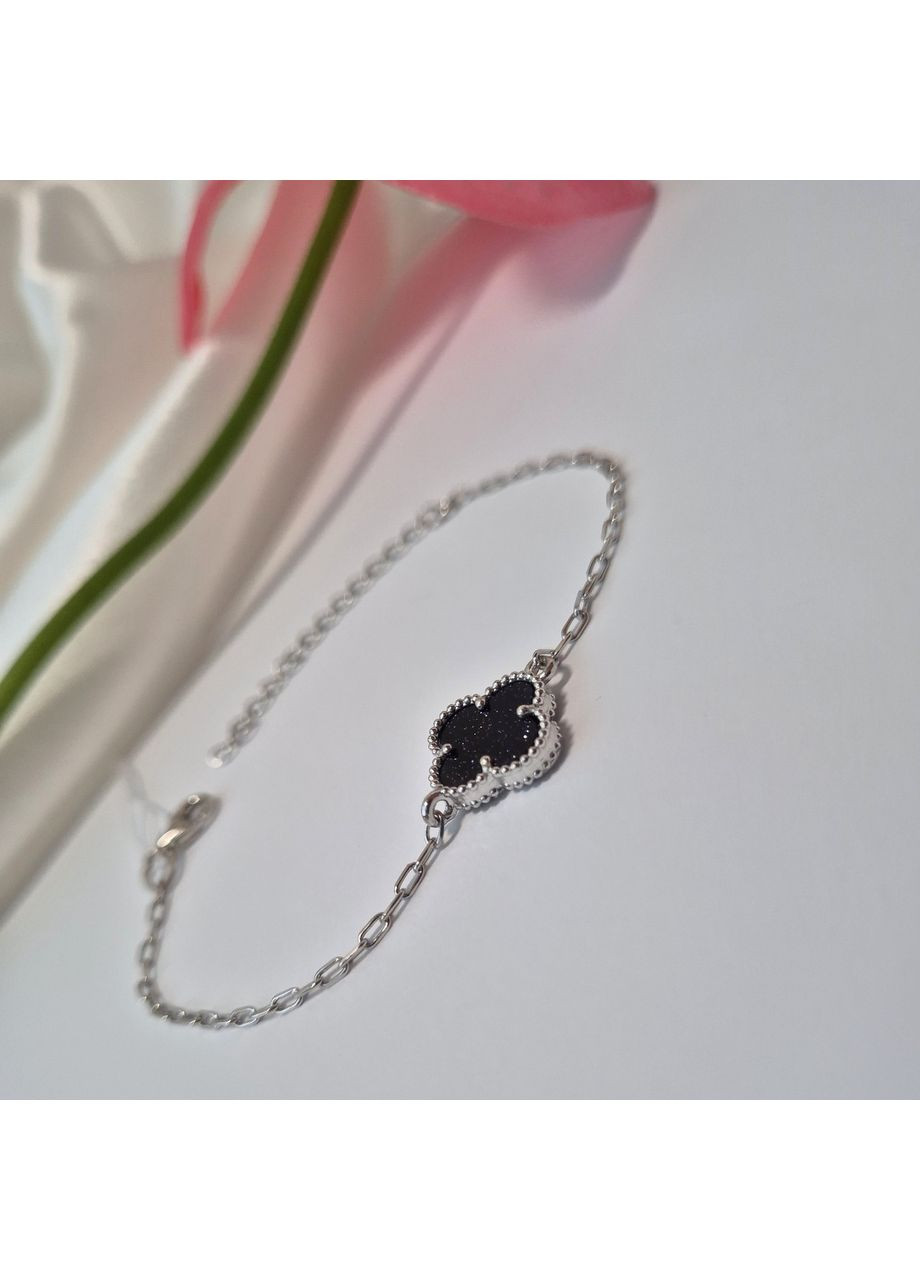 Срібний браслет Квітка з Авантюрином Срібло 925 проби Родованное 4949м 2.83г Nobrand (369974975)