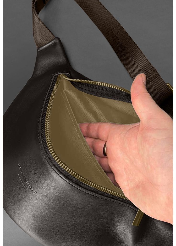 Кожаная поясная сумка-бананка Kanny темно-коричневая BlankNote (348359395)