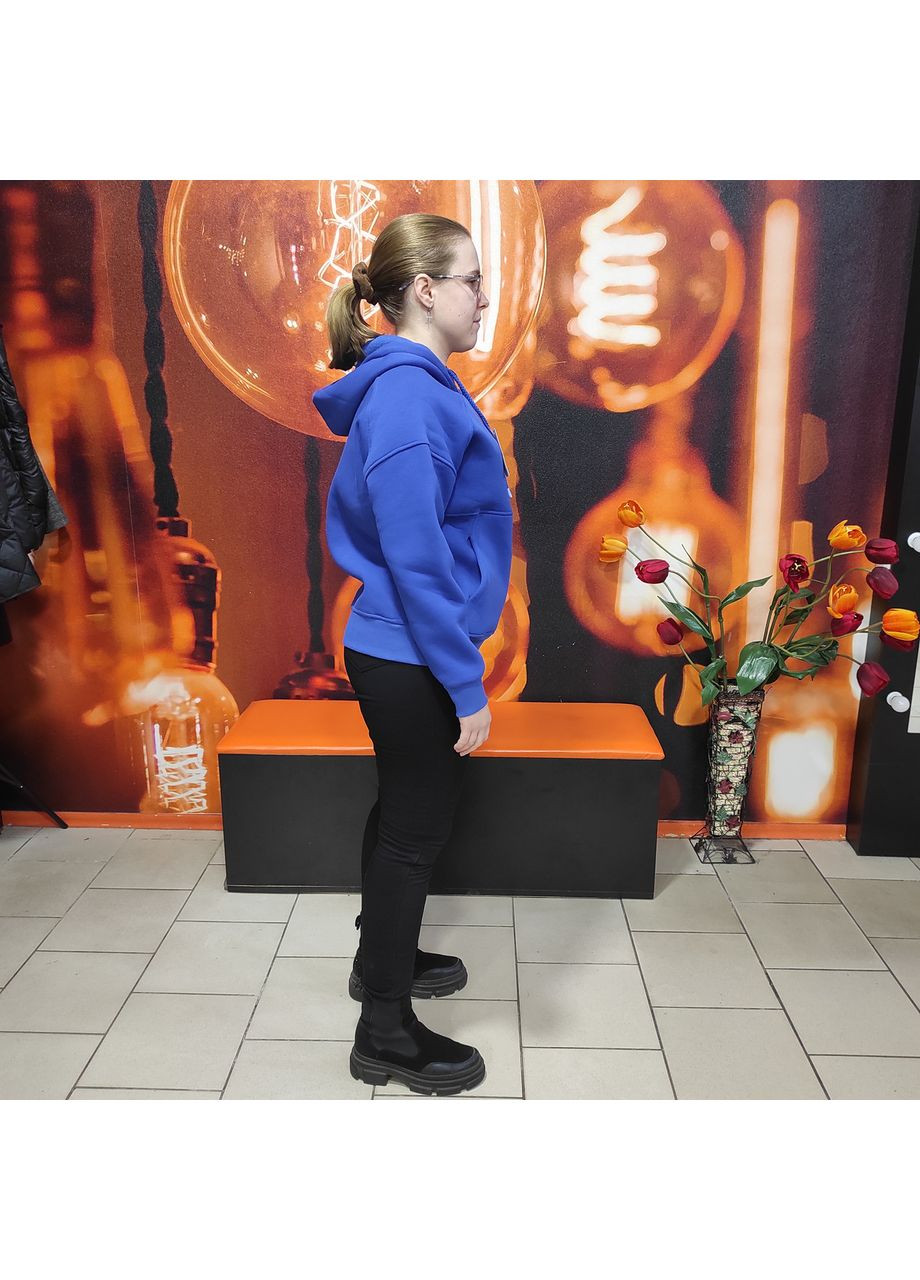 Толстовка женская теплая на флисе молния карманы М синяя AKSAN (354332011)