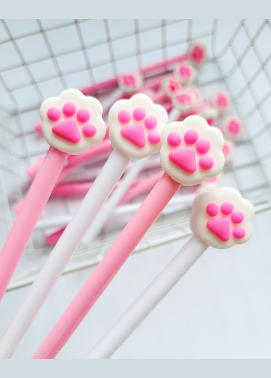 Гелевая ручка в корейском стиле с объемной фигуркой кошачей лапки белая черная гелевая паста, сменный стержень No Brand (320916962)