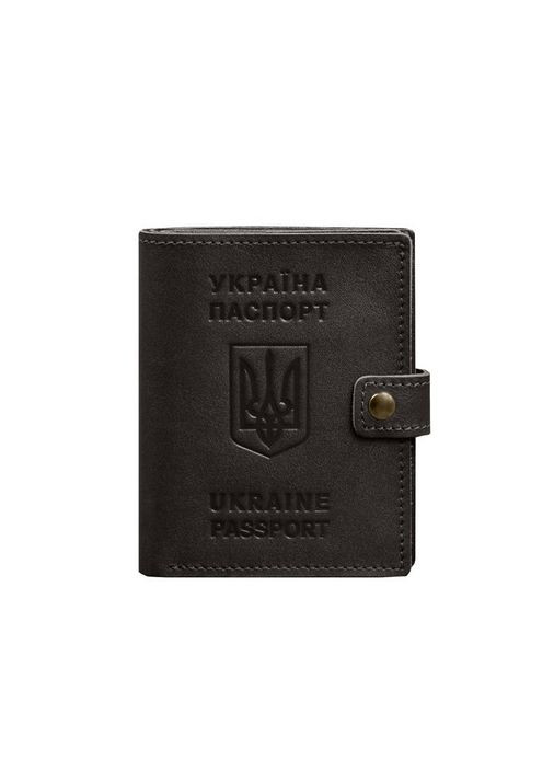 Кожаный переплет-портмоне на паспорт с гербом Украины 25.1 темно-коричневый (A-028676) BlankNote (328961480)