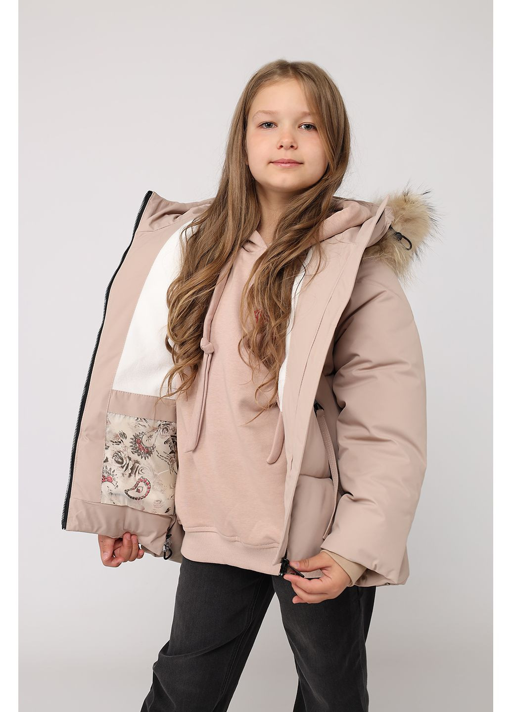 Бежева зимня куртка для дівчинки колір бежевий cb-00280228 Yuki