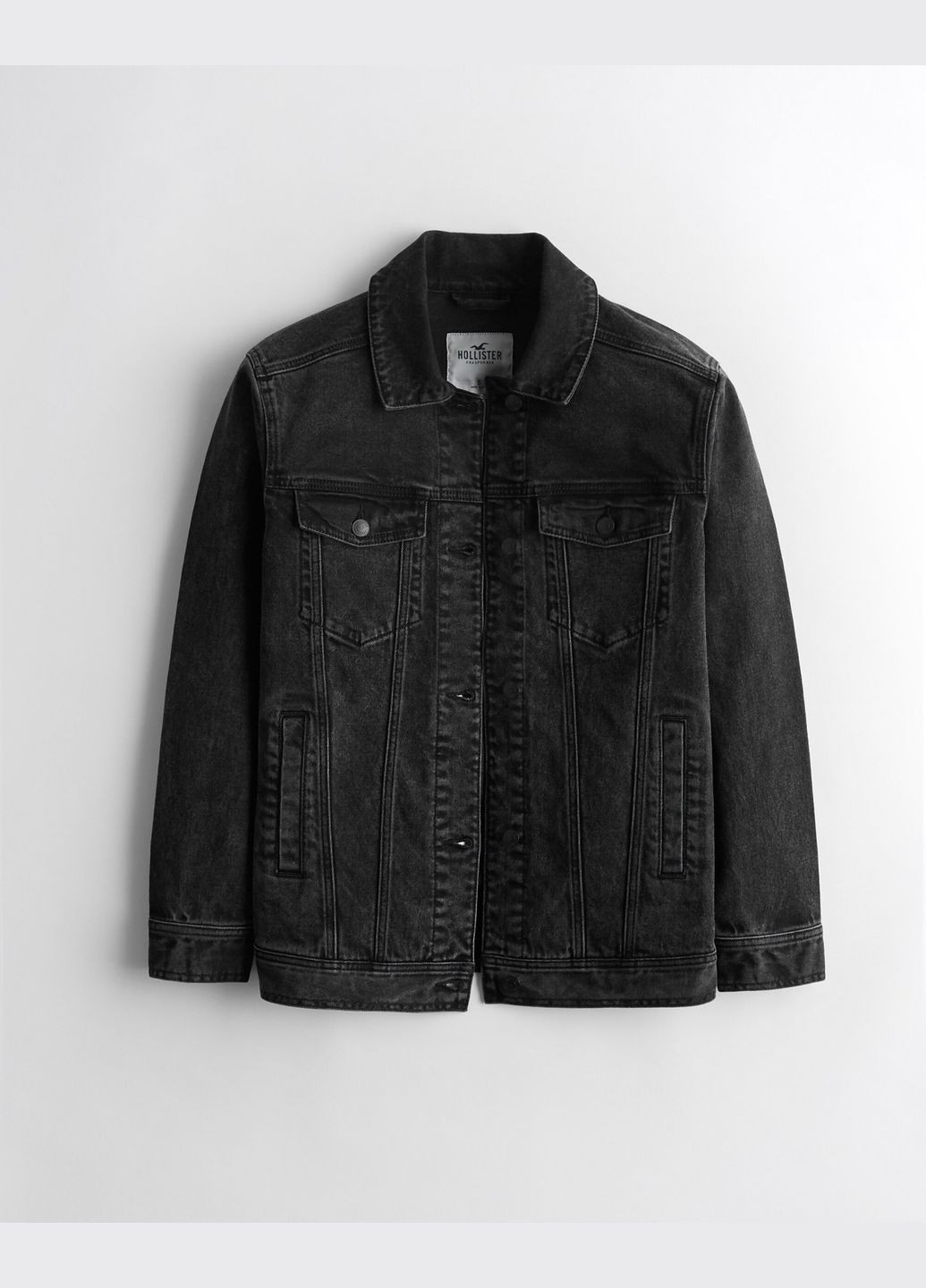 Чорна демісезонна джинсова куртка hc9256w Hollister