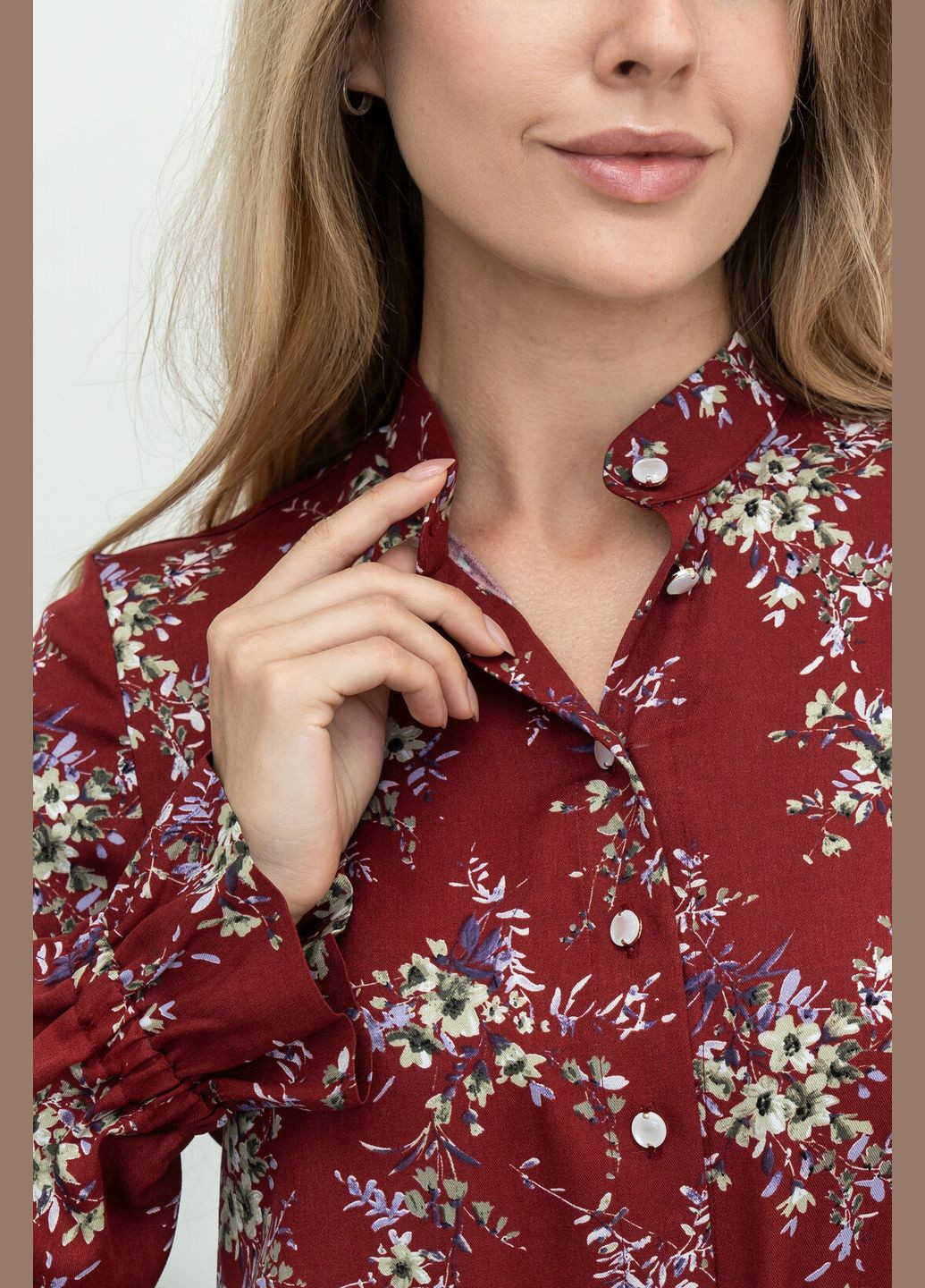 Бордовое повседневный платье меди длины с стойкой воротника и карманами в боковых швах (вл 20) RiMari