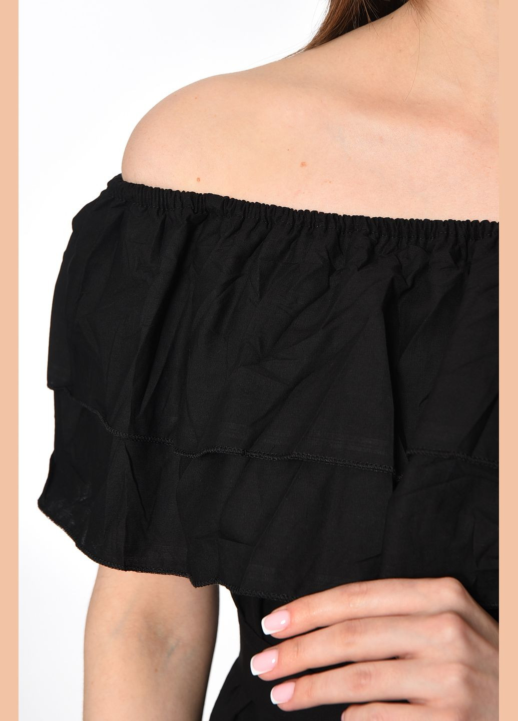 Летний женский сарафан женский черного цвета Let's Shop с рисунком