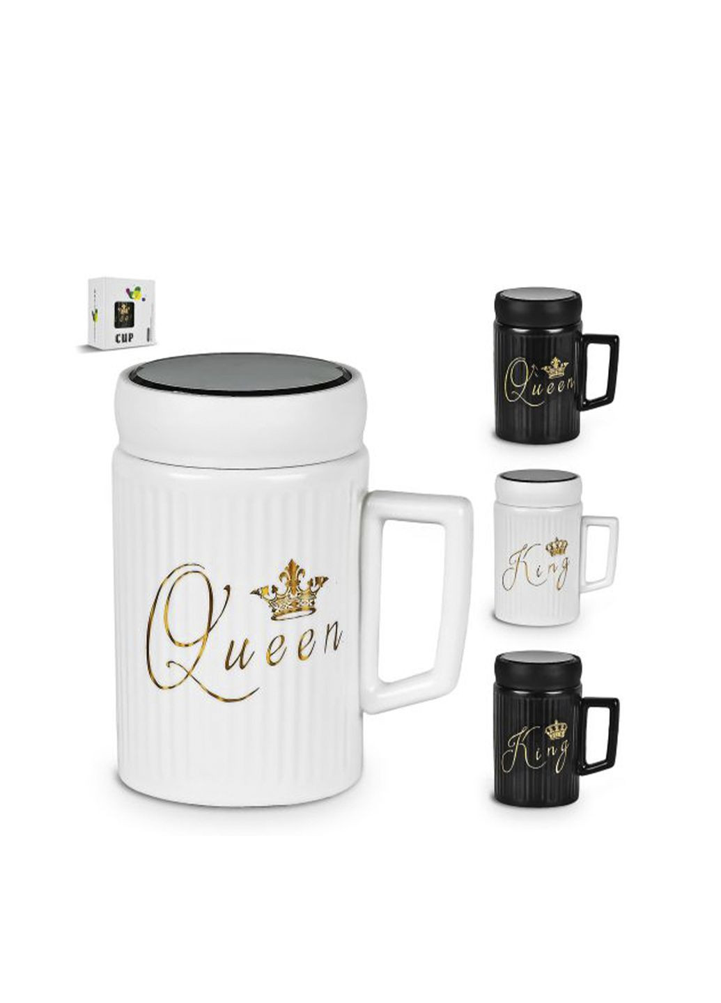 Кружка с крышкой, STENSON, "King" или "Queen" цвет разноцветный CB-00270401 No Brand (319321875)
