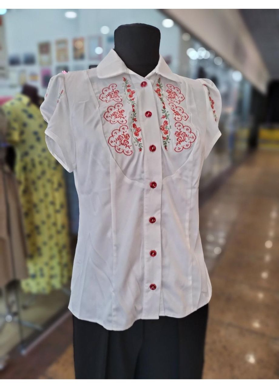 Белая блуза с вышивкой 2 Льва (356505885)