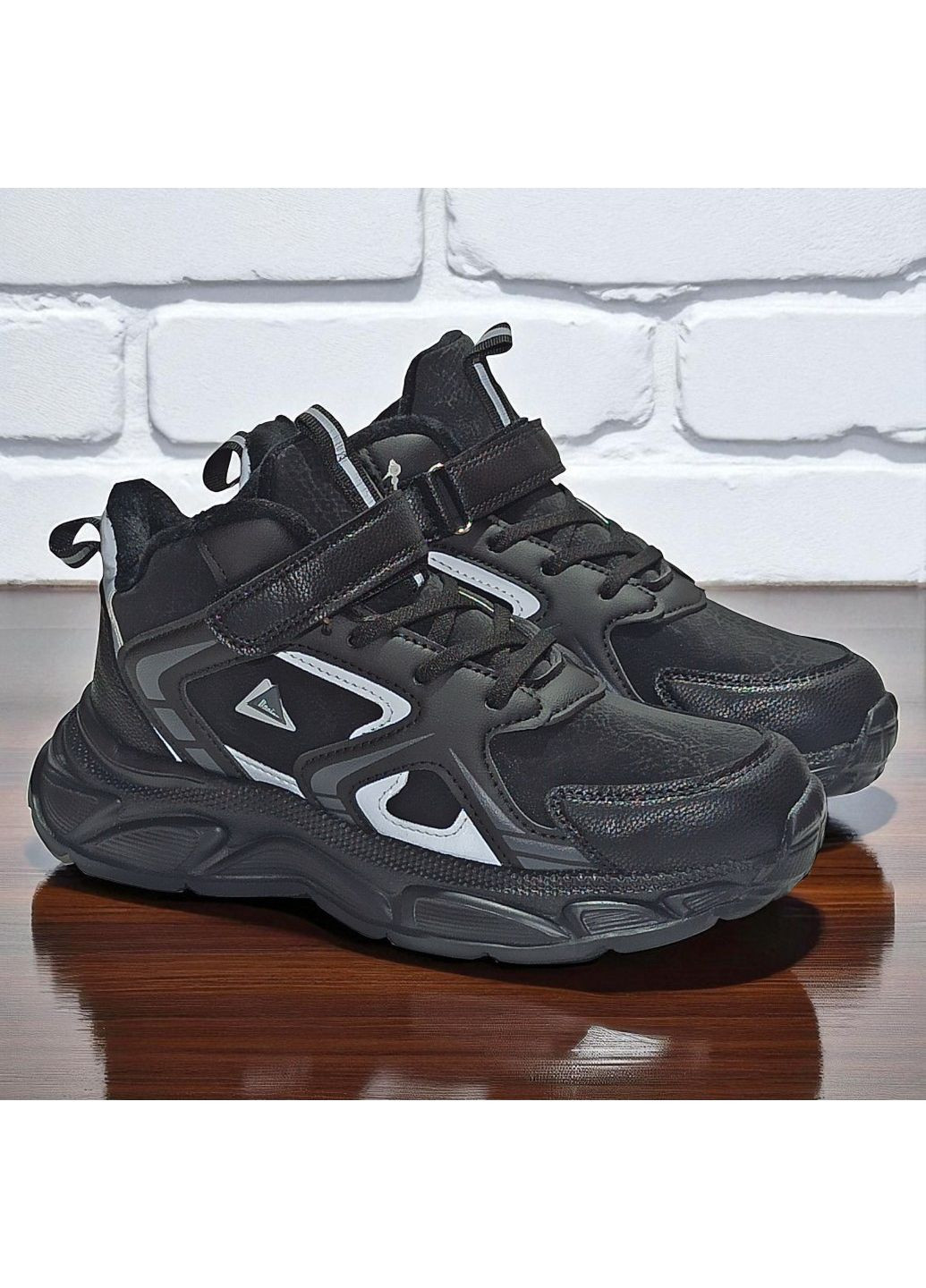 Чорні Осінні утеплені демісезонні кросівки хайтопи на флісі на липучках для хлопчика піділтка Tom.M