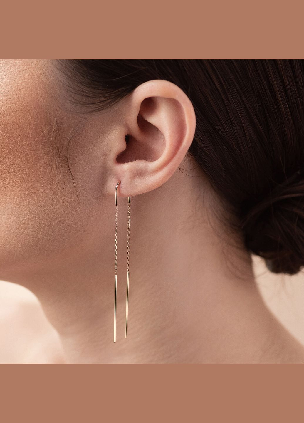 Сережки - протяжки у червоному золоті с06339 Oniks (264022711)