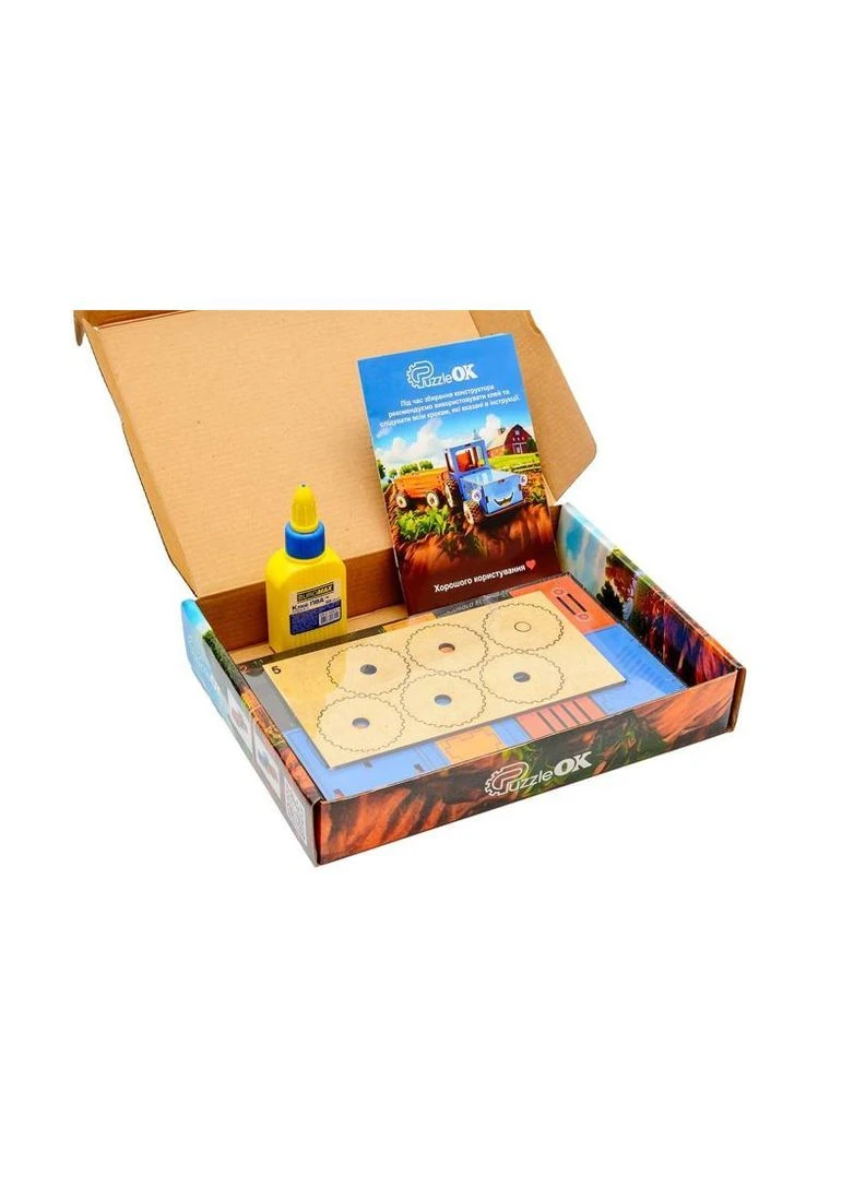 Деревянный конструктор "Трактор" 69 дет. Puz-00933 27,8*8,4*8,7 см PuzzleOK (389894153)