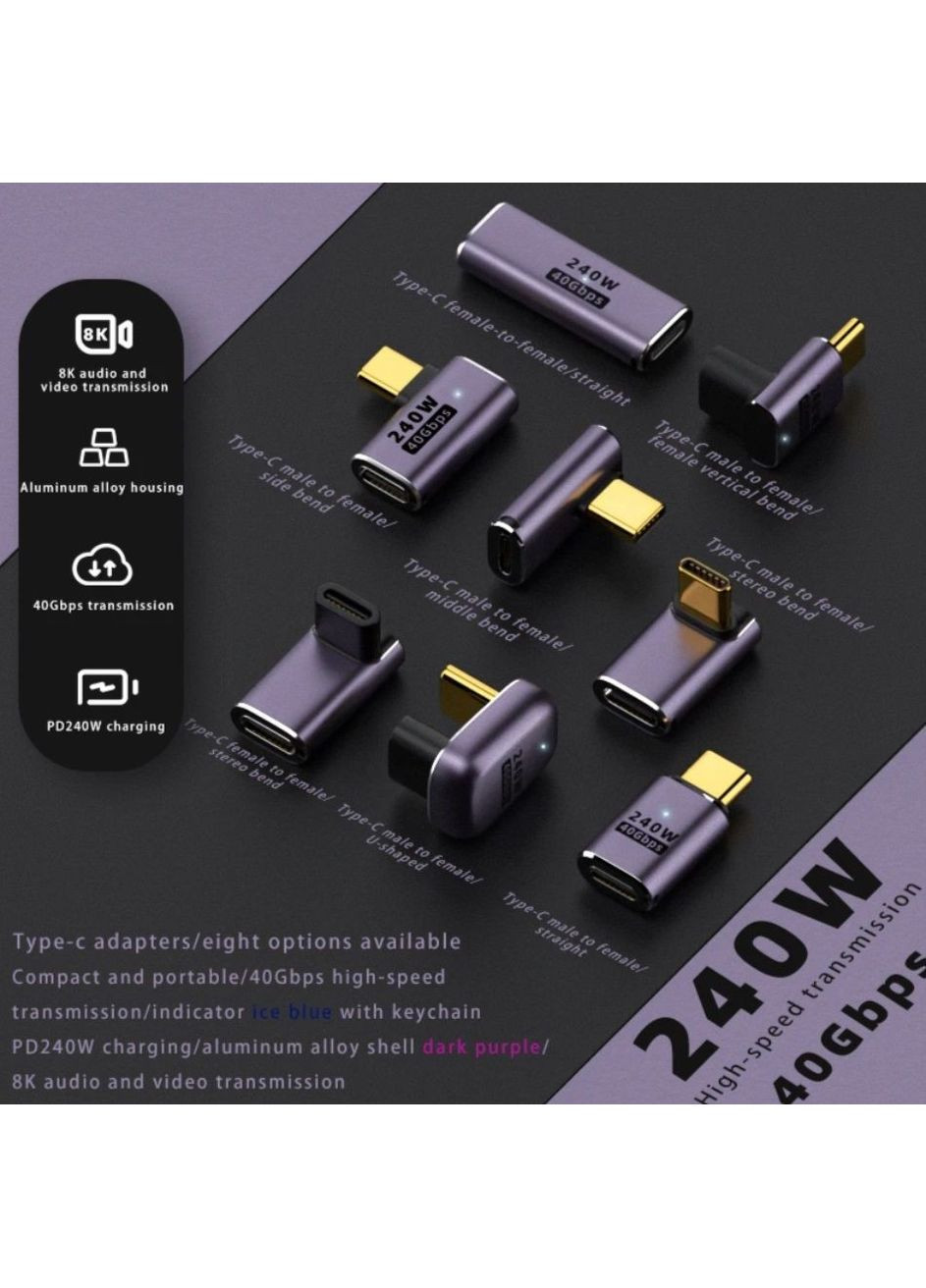 Перехідник USB Type C M/F (тато/мама) (адаптер) (USB4) 40Gbps 240W 90° горизонт Lucom (370888305)