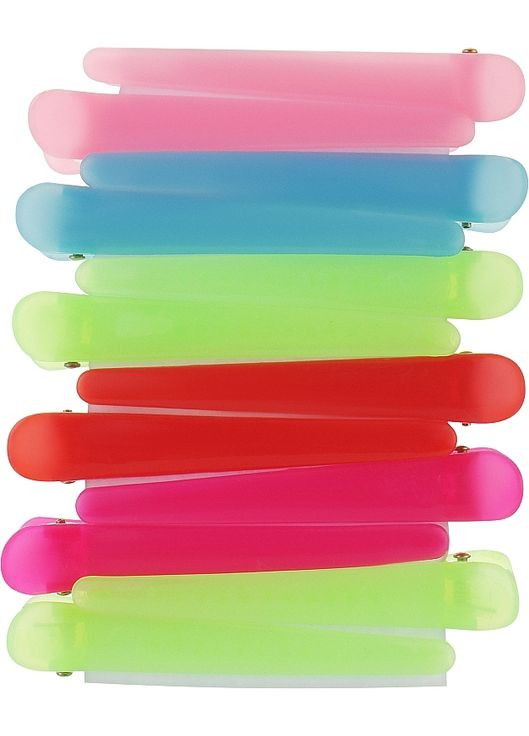 Затискачі для волосся CS76M, пластикові матові, різнокольорові 12шт (1243617-27059275) Cosmo shop (368627567)