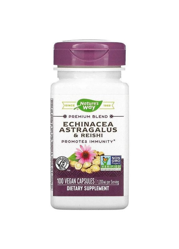 Эхинацея, астрагал и рейши "Echinacea Astragalus & Reishi", 400 мг, 100 капсул Nature's Way (361114730)