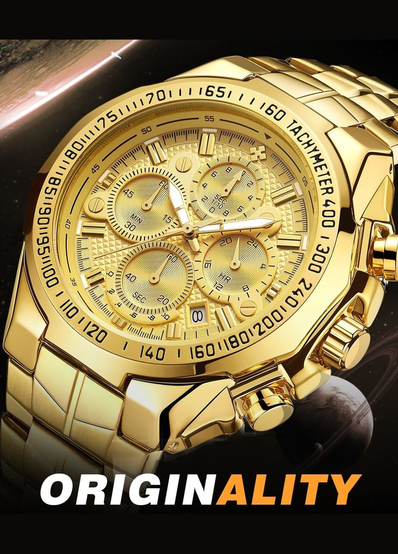 Годинник чоловічий наручний кварцовий золотистий WR 8868-Gold (325881189)