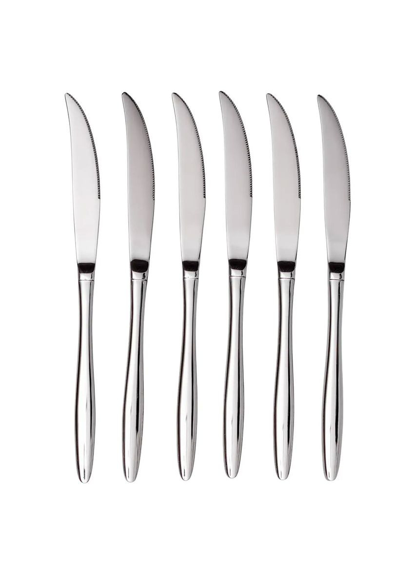 Набор столовых ножей 6 штук из нержавеющей стали 22 см, серебристый Yiwu (369667392)