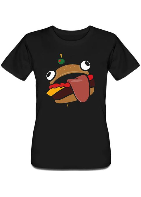 Черная летняя женская футболка fortnite battle royale "durrr burger" (чёрная) Fat Cat