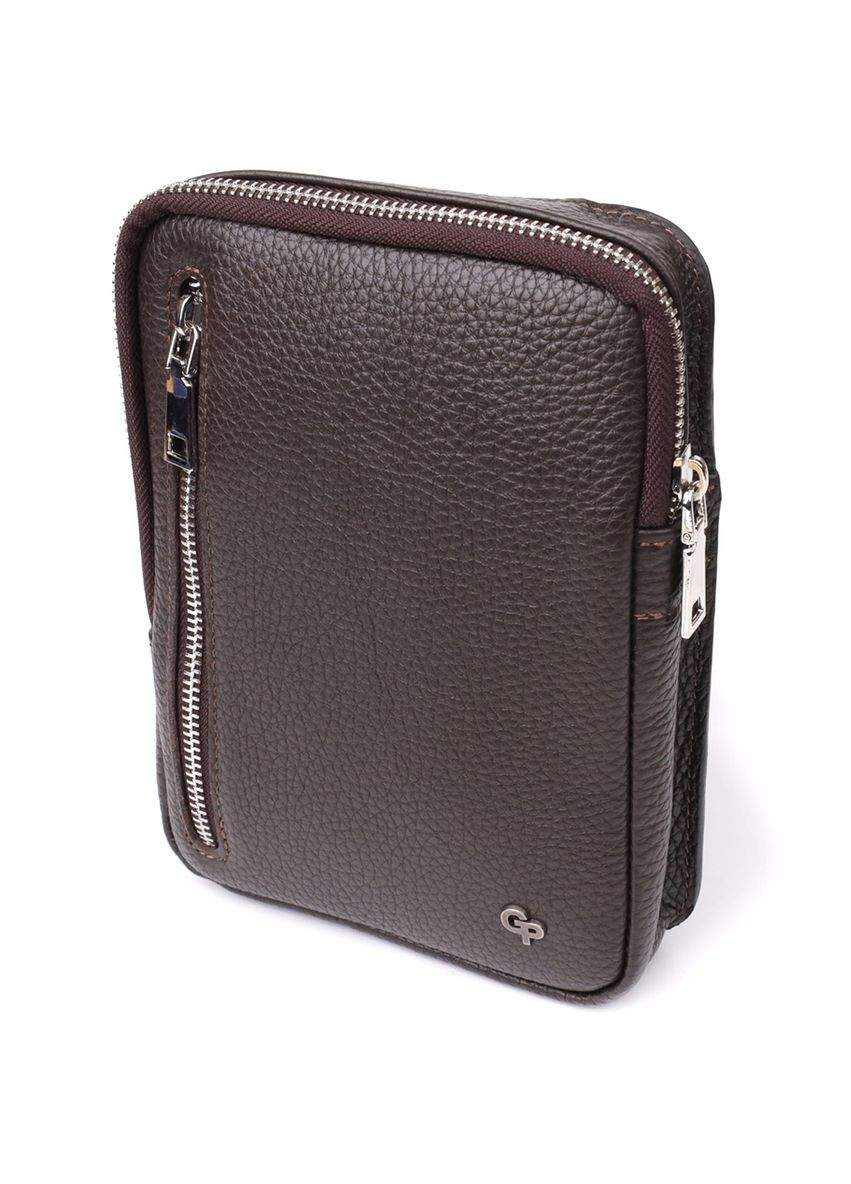 Прямокутна сумка бананка із зернистої натуральної шкіри 22878 Коричнева Grande Pelle (329445026)