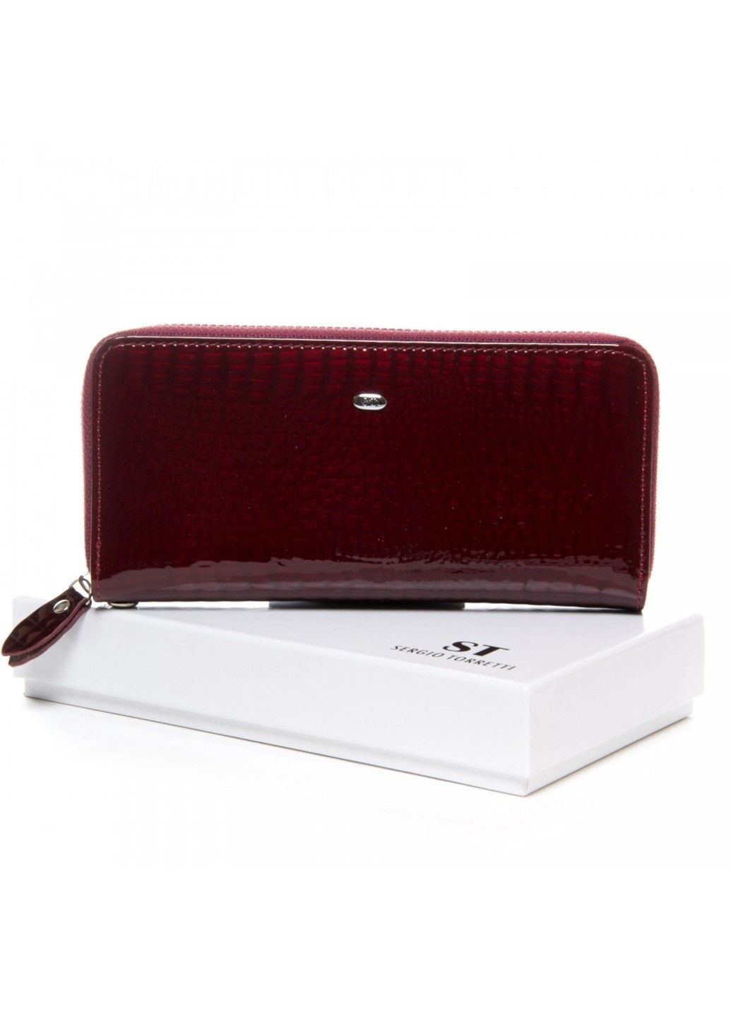 Жіночий шкіряний гаковий гаманець W38 wine-red Sergio Torretti (278274843)