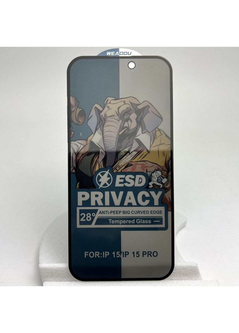 Защитное стекло антишпион на iPhone 15 PRO частное ESD privacy 5D anti spy glass на айфон 15 ПРО No Brand (369137274)