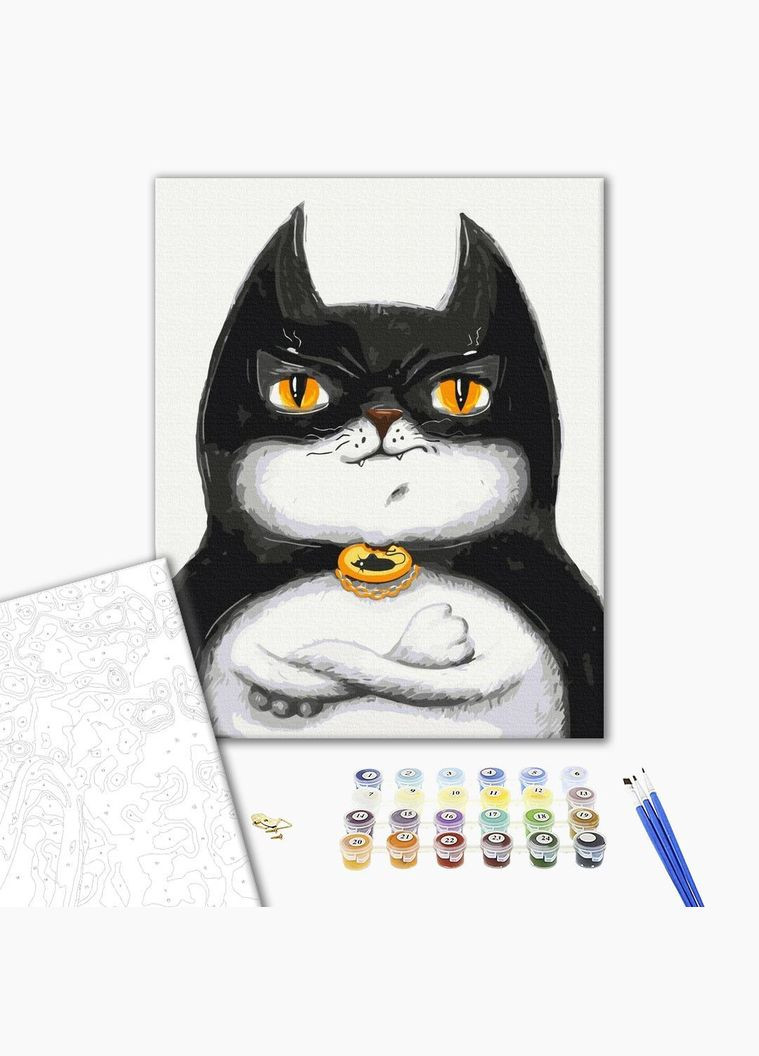 Картина за номерами Котик Бетмен ©Маріанна Пащук картина в цифрах Розмальовка розпис за номерами 40х50 см Brushme (308988304)