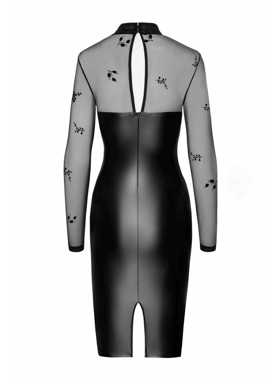 Чорна плаття noir f310 sublime wetlook and flocked mesh midi dress - 3xl Handmade