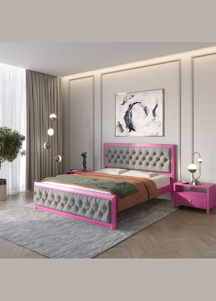 Односпальне дерев'яне ліжко Барселона Б3 (S2060R30B)/Аляска 93 (Сірий) 90х190 см (MBG-13838) Mebigrand (366084736)